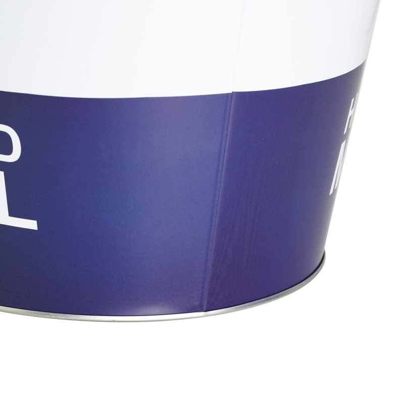 Blue and White Ford V8 Metal Trash Bin
