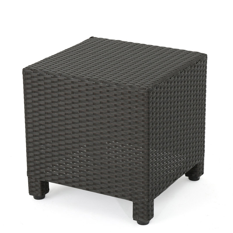 Outdoor 19" Cast Aluminum Side Table, Dark Brown