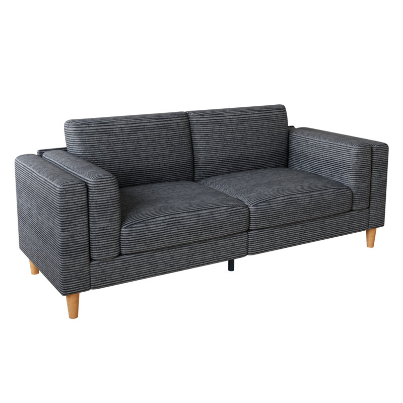 Upholstered Sofa,square Arms Sofa Modern Style Loveseat & Couch, Gray