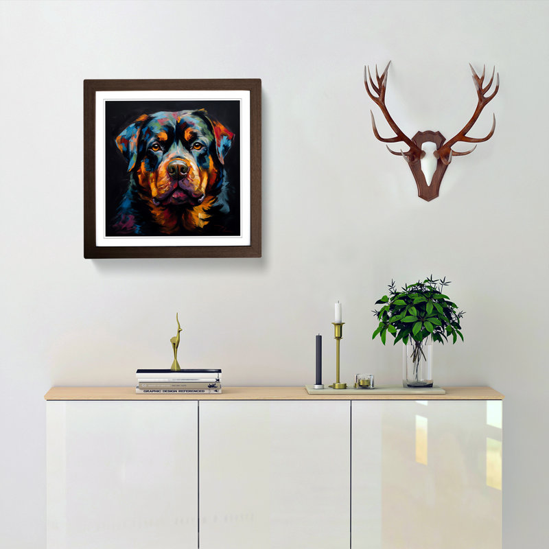 Rottweiler Abstract Expressionism No.2 Framed Print, Walnut