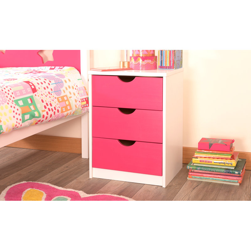 Houy 37cm W Manufactured Wood Bedside Table, Pink