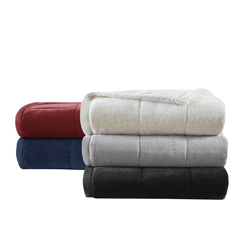 Grey Reversible Plush to Microfiber Full Blanket