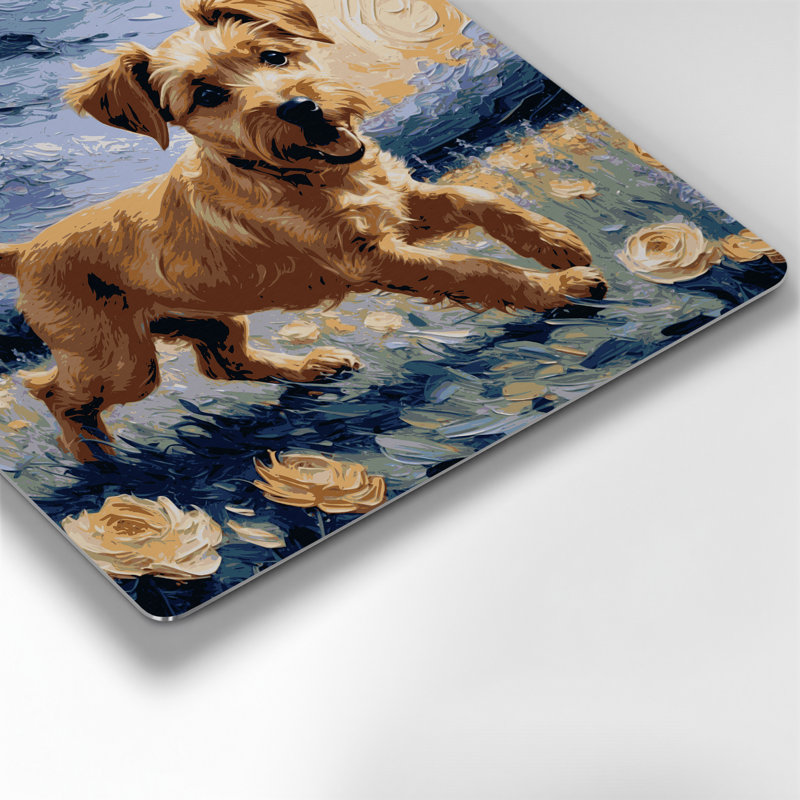 «Dogs Silky Terrier», art mural en métal gris, H 8 po x l 8 po