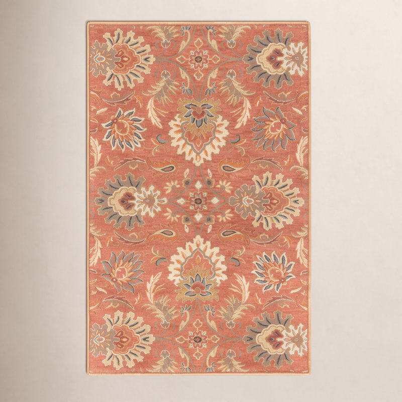 Aaron Hand Tufted Wool Oriental Indoor Rug, Rectangle 5' x 8'