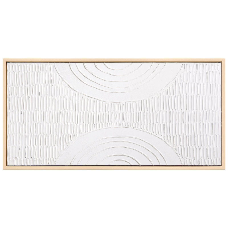 Symmetrical Harmony Heavily Textured Hand Painted White Framed Canvas Wall Art