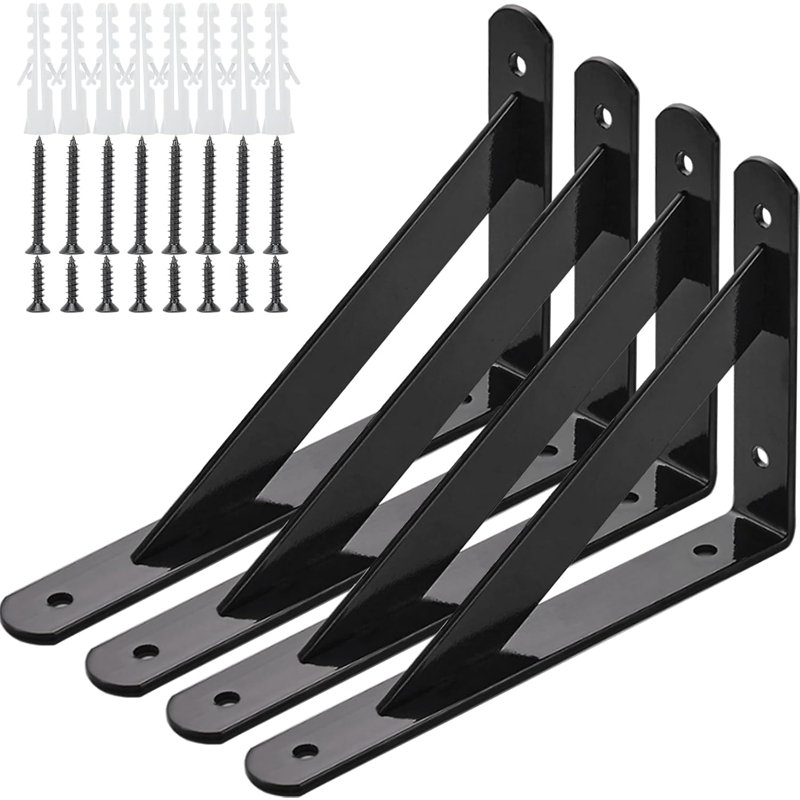 12 supports en forme de A en métal noir pour tablettes robustes, H 5 po x l 8 po x P 1,50 po