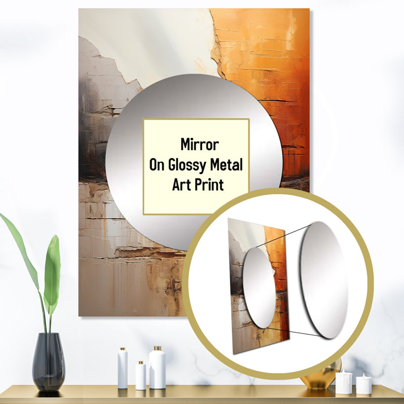 Mileya gris orange gris et orange géologique merveilles - barrage mural décoratif miroir, miroir gris, impression sur métal