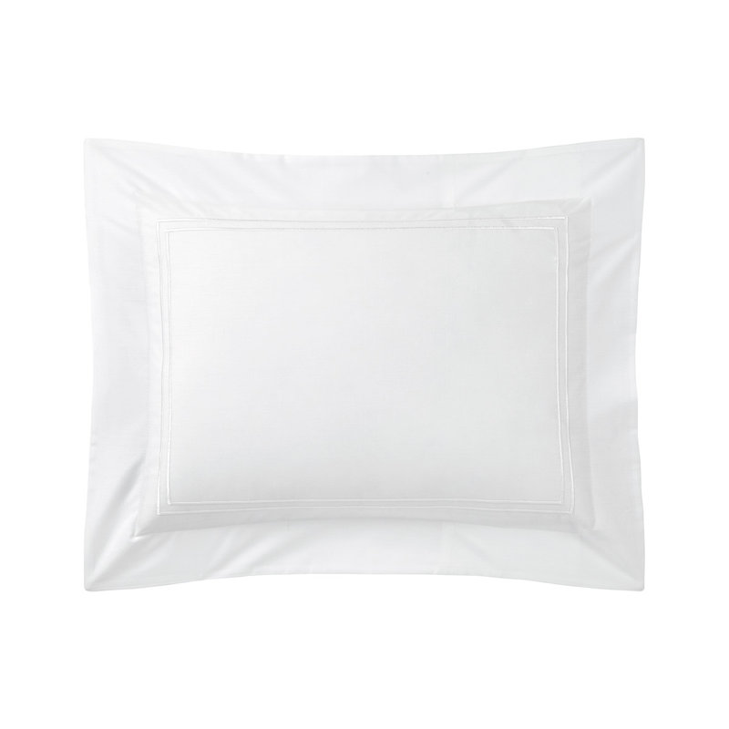 Duo Geometric Cotton Pillow Sham, White, Boudoir
