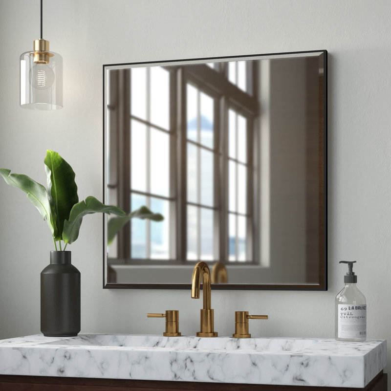 Logsdon Flat Mirror, Black, 28" x 28" 