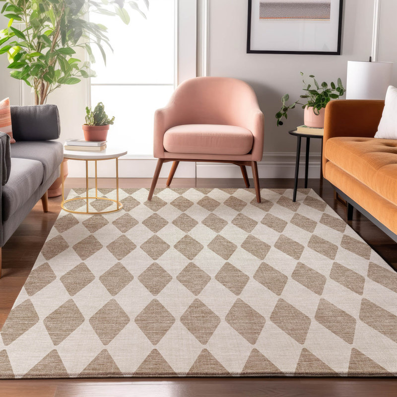 Tapis taupe Cerrito AMF578 lavable à la machine de qualité supérieure, Rectangle 10 pi x 14 pi