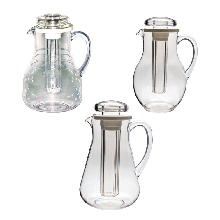 Luminarc 57.5 oz. Clear Quadro Pitcher with White Lid & Infuser Tube 