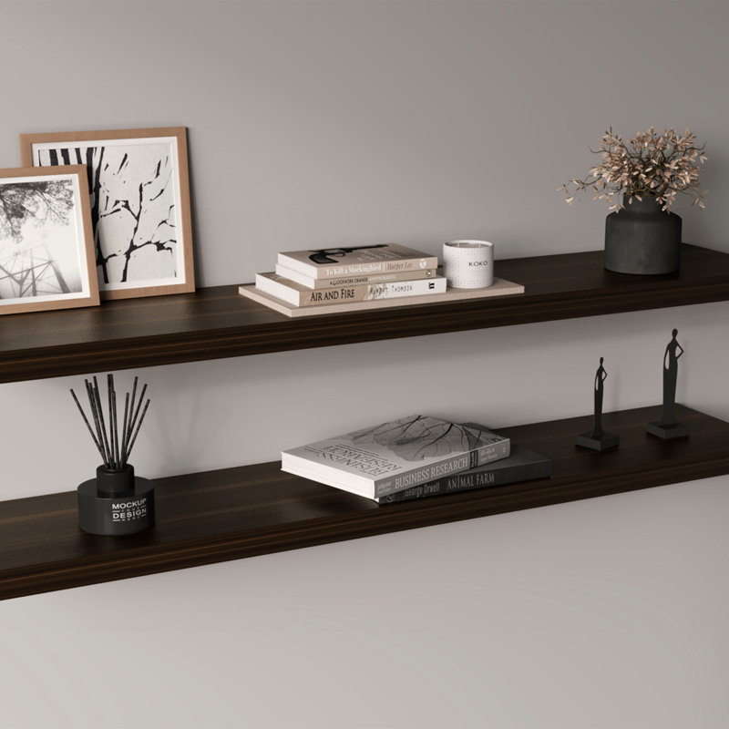 Ensemble de 2 tablettes flottantes de 47 po Ecco, Bois brun