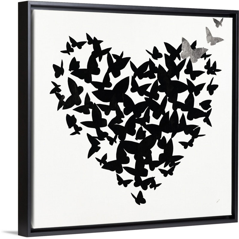«Hearts in Flight III», impression sur toile, H 37,7 po x l 37,7 po x p 1,75 po, Cadre flottant noir