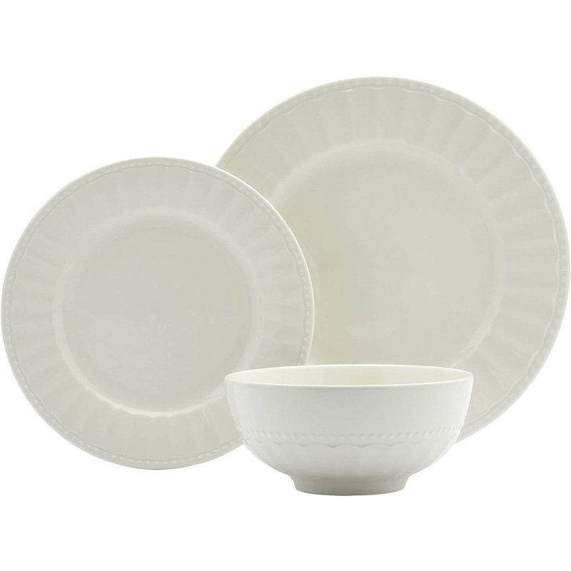 Ivory Dinnerware Tabletops Gallery 12 piece Set Embossed Mosaico