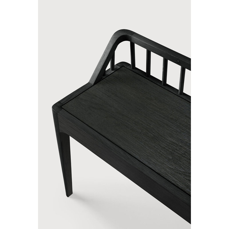 Spindle Solid Wood Bench, Oak Black