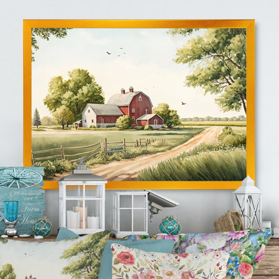 Beautiful Barn In Spring VII - Barn Landscape Canvas Print