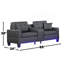 Canapé rembourré en PVC avec lumières DEL et console de rangement, noir