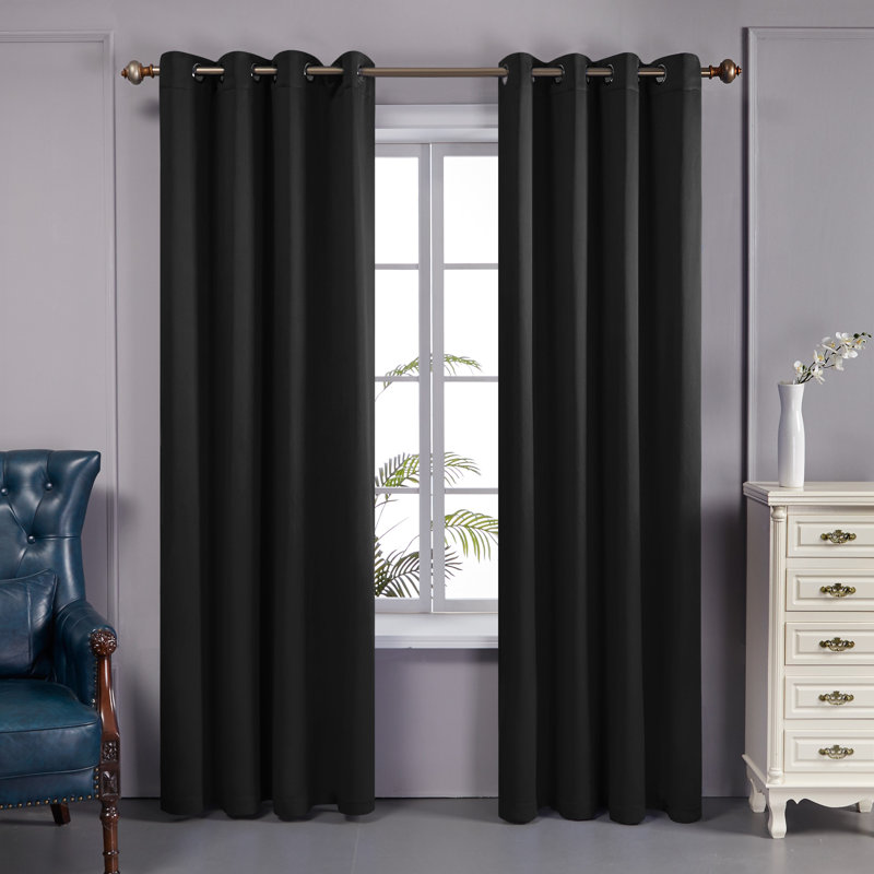Paire de rideaux doublés occultant 100% Bursaite, Noir, L 52 po x L 84 po