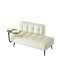 Ensemble moderne de 137 cm en velours beige avec table d'appoint pivotante à 360°, banc et design d'espace pour chambre d'appartement.