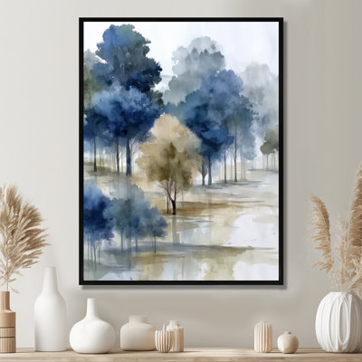 «Blue Gray Watercolor Maple Tree Forest In Canada», reproduction sur toile érable, art naturel bleu