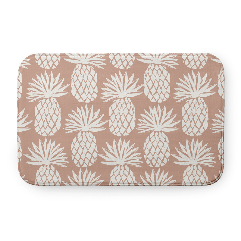 Tapis de bain à motif ananas, L 21 po x L 34 po, Rose