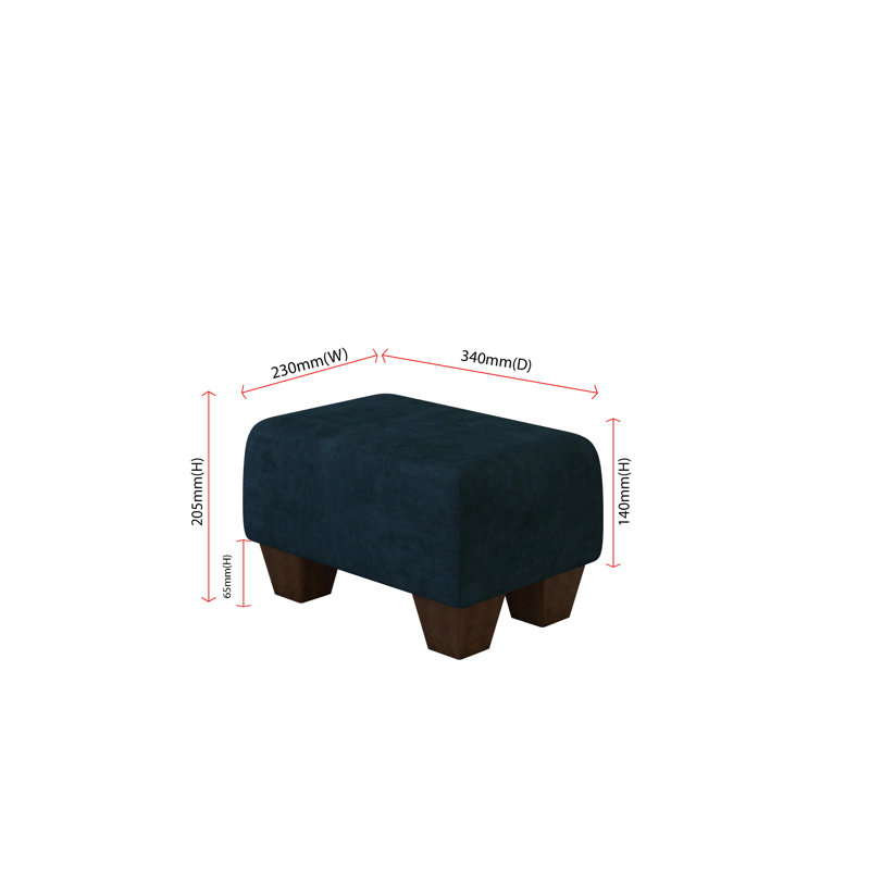 Manufactured Wood Accent Stool, Indigo Dark Blue, Mahogany Wood, Velvet