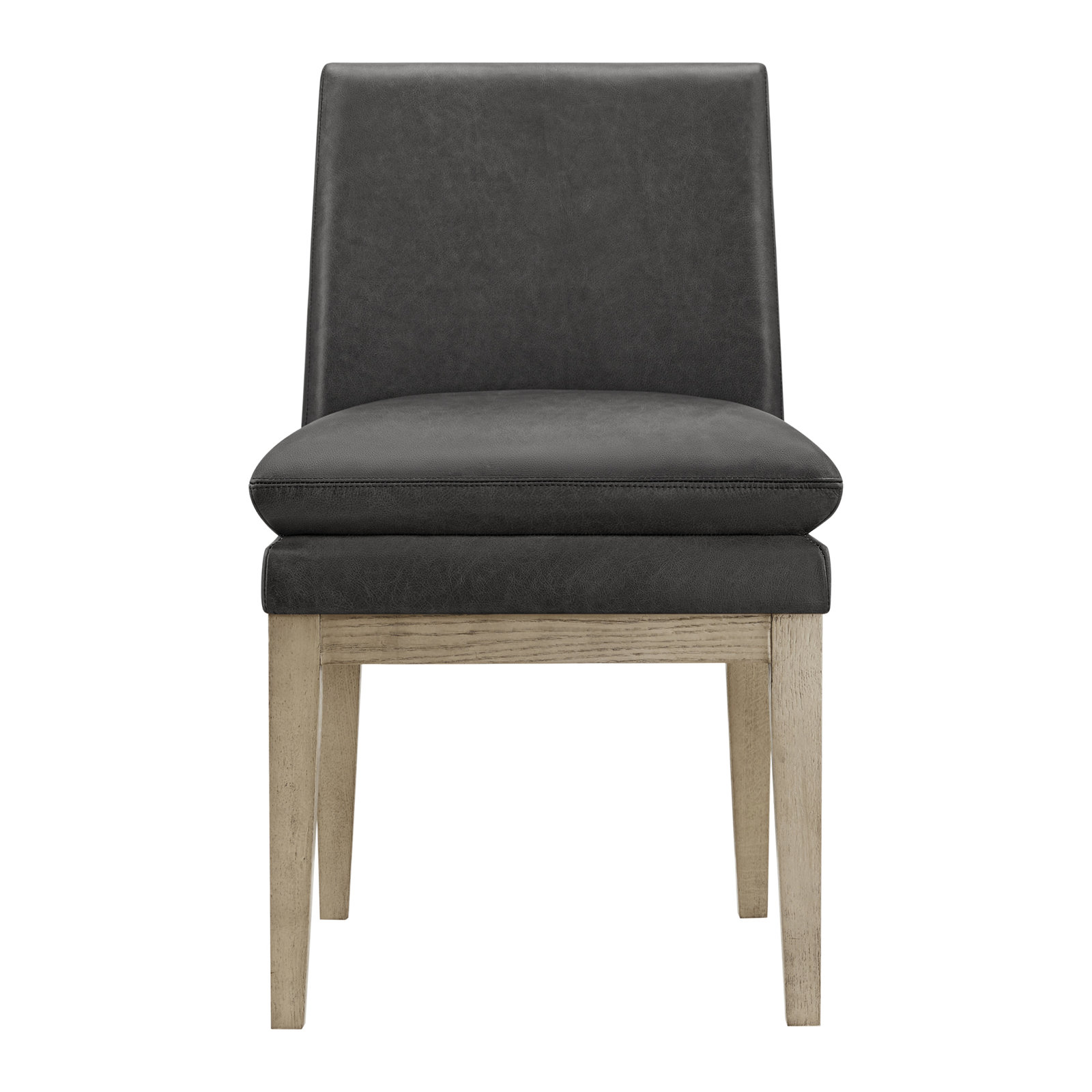 Bethea Genuine Leather Oak Dining Chair, Marseille Black Top Grain Leather