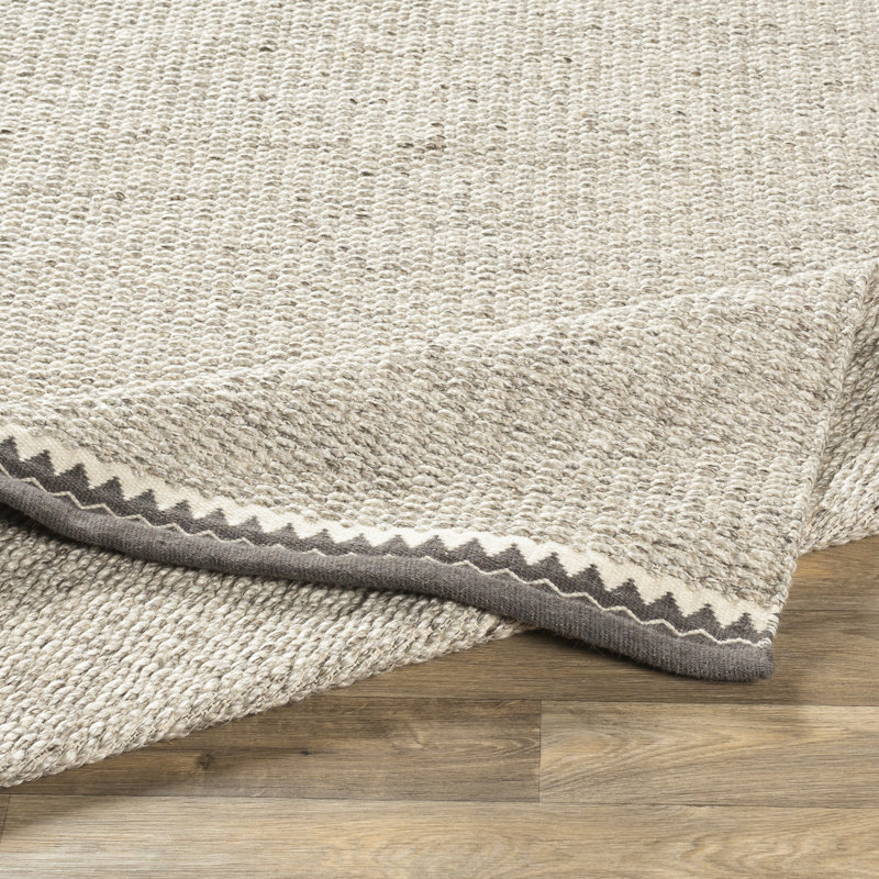Tapis gris en laine tissé à la main Muneeba, Rectangle 2 pi x 3 pi