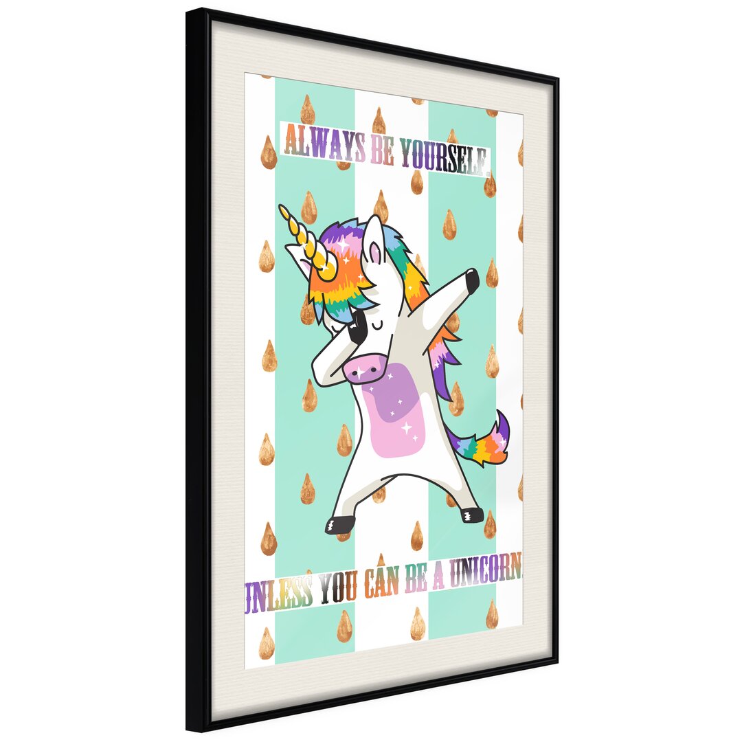 Gerahmtes Poster Dabbing Unicorn