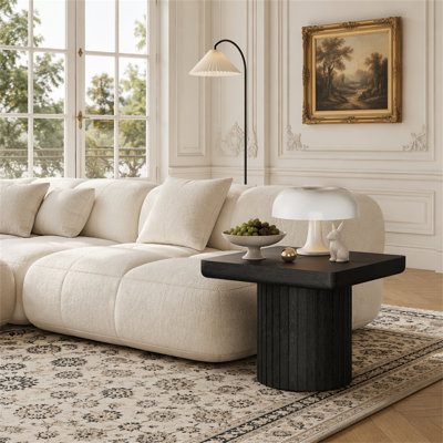 Table de bout moderne en placage de bois massif 23,6 po