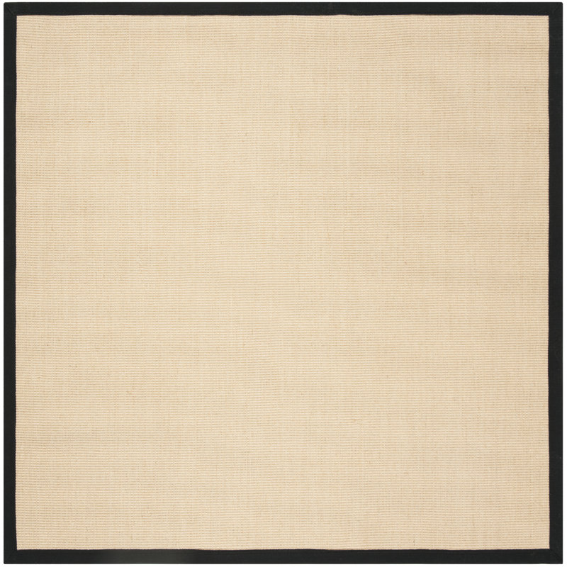 Natural Fiber Retia Border Area Rug In Beige & Black, Square 183 cm