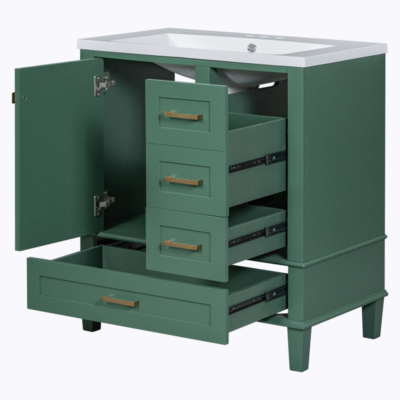 Meuble-lavabo simple 30 po avec plateau Pantilimon, Vert