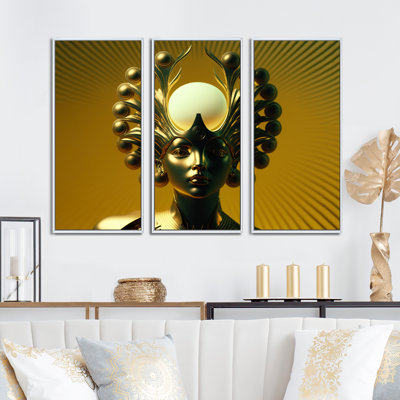 Golden Consciousness Rising II - 3 pièces sur toile