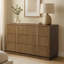 Commode en bois massif à 6 tiroirs avec façade à roseaux pour rangement moderne-1417767316