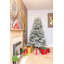 Frosted Snow Flocked Green Oregon Pine Artificial Christmas Tree with Hinged Branches-404859276