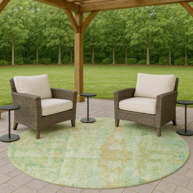 Machine Washable Indoor/Outdoor Chantille ACN2310 Abstract Rug, Round 8'