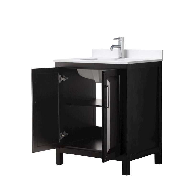Daria 30'' W Vanity, White Quartz, Brown, Polished Chrome