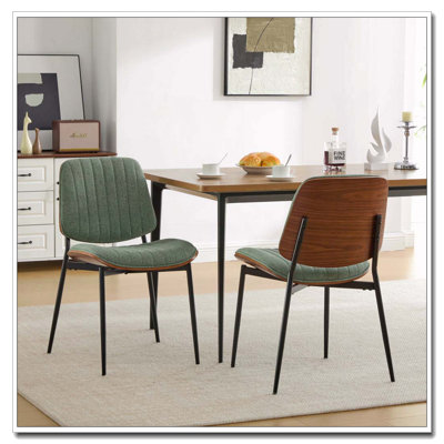Dining Chair Linen Chair With Bentwood Back Upholstered Seat Metal Legs Adjustable