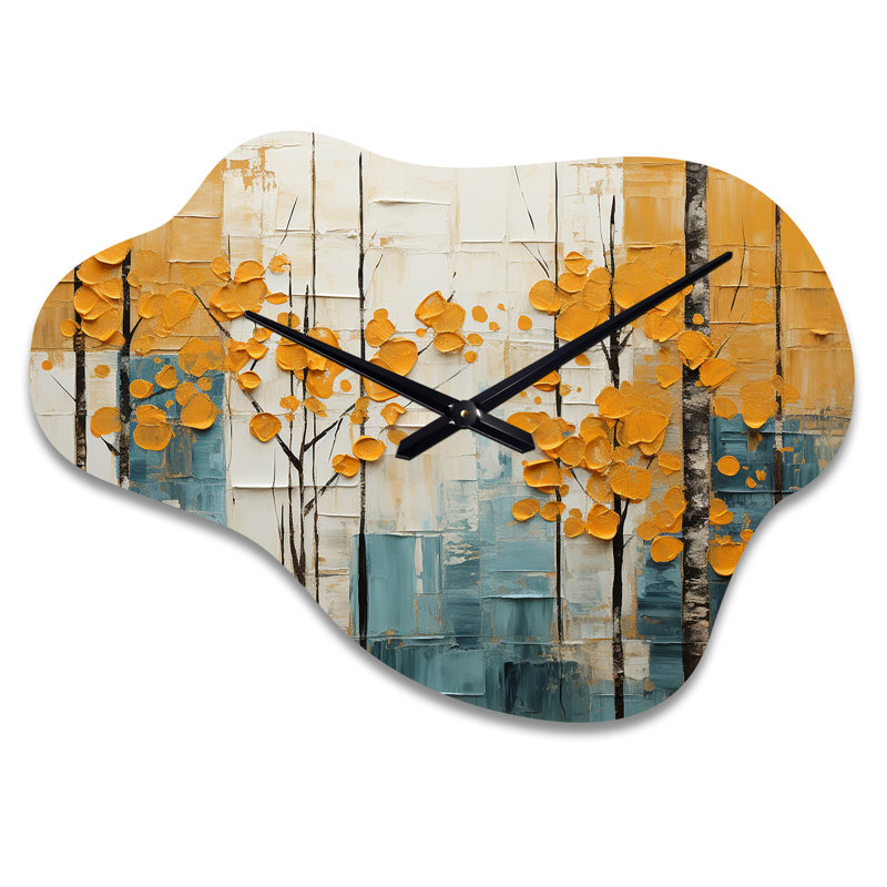 Horloge murale Bold Yellow and Gray Forest III - Forest Cloud, Petit