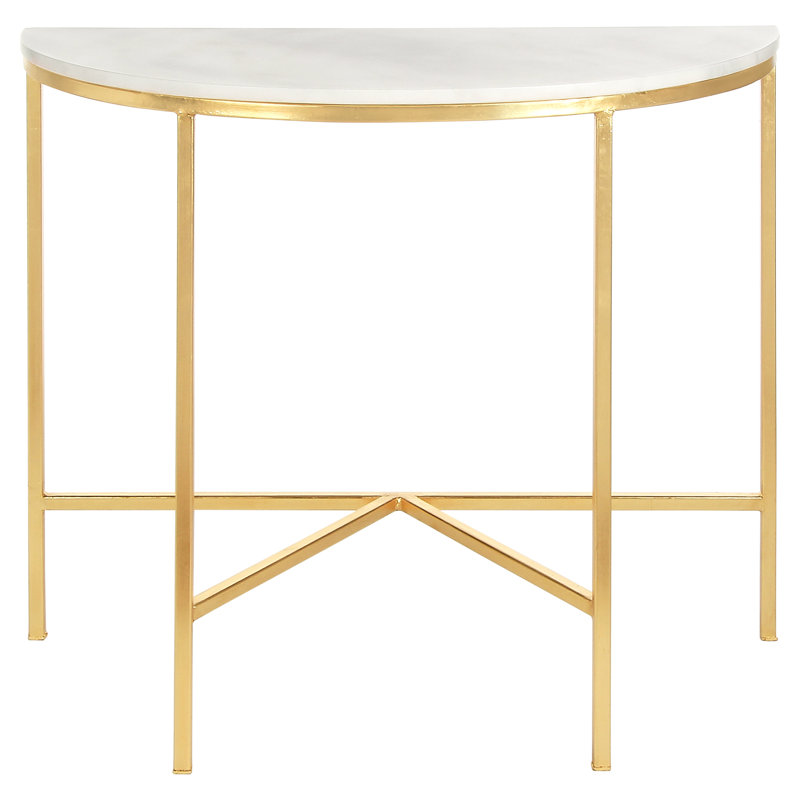 Vermont 38'' Console Table, Gold Leaf, Carrera Marble