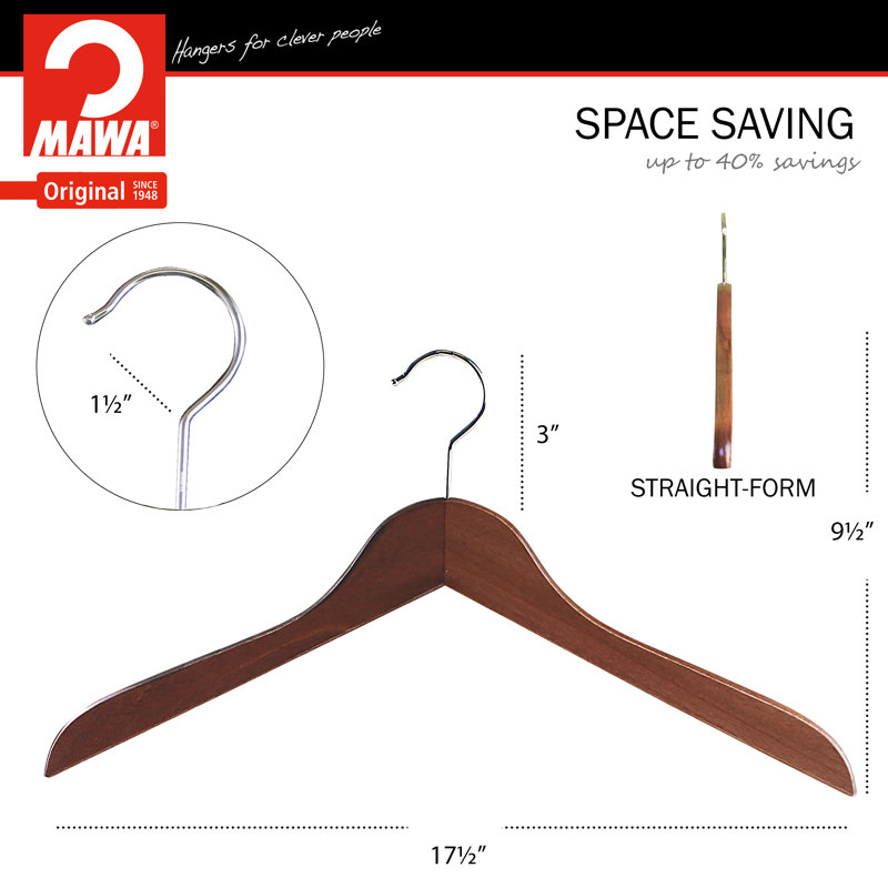 Cintre en bois Mawa pour robe / costume / manteau, Brun