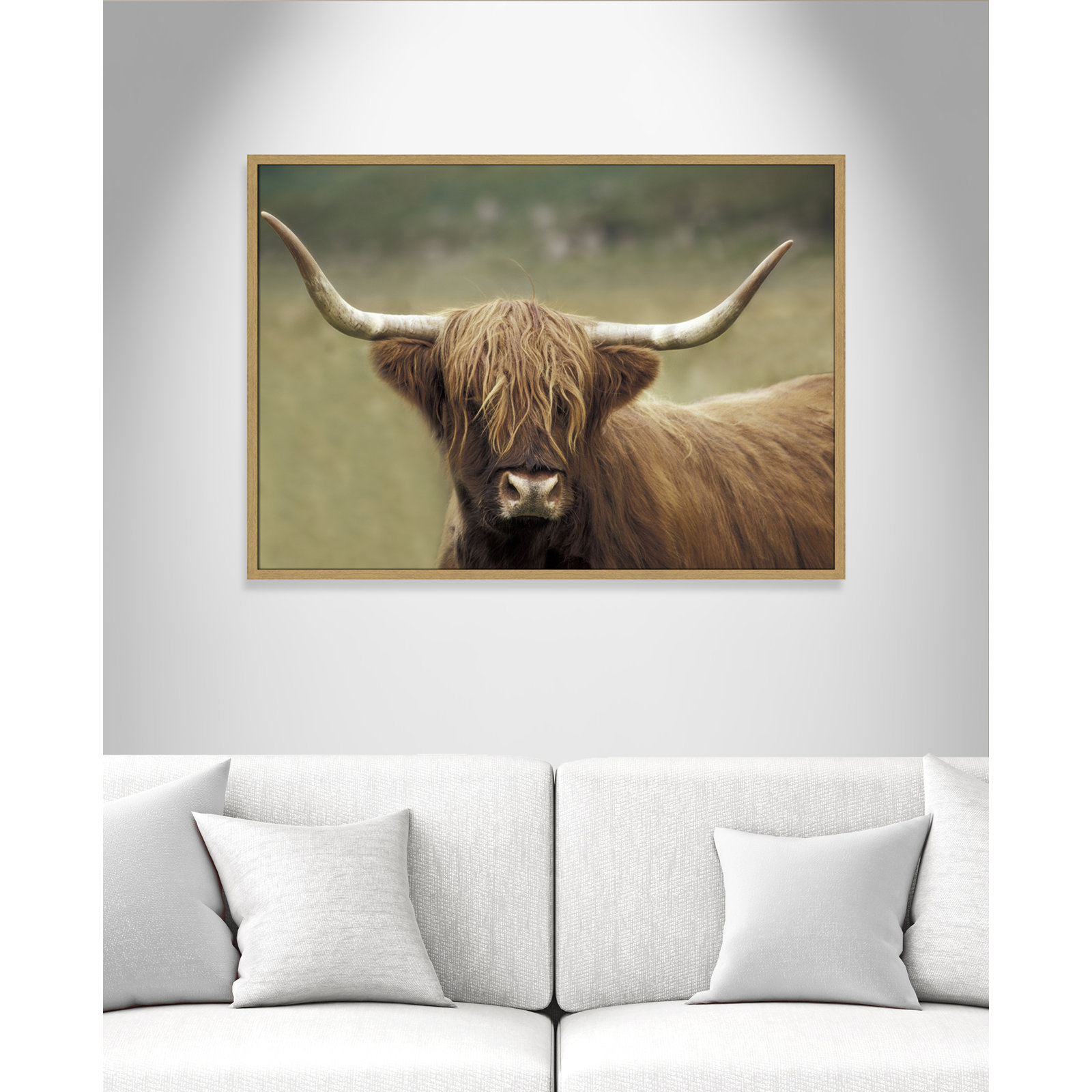 Frederic "Highland Afternoon" Print, 29.5" H x 41.5" W x 0.75" D, Natural Wood Grain Framed