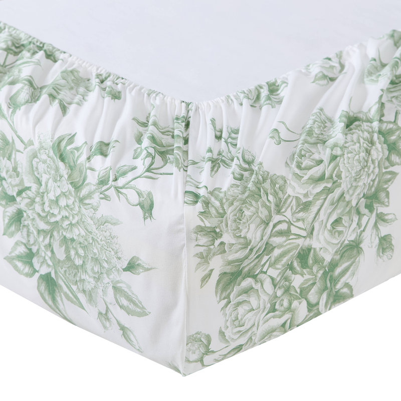 HLC.ME Rose Toile Floral Bed Sheets - Wrinkle Resistant & Ultra Soft - Fits Mattresses up to 15 Inches Deep (Sage Green)