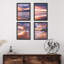 «Vibrant Purple Sunset Beach Shore Horizon», ensemble de 4 décorations murales colorées, impression encadrée sur papier, 4 pièces-93012316-93012319