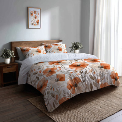 Boho Comforter Set 6 Pcs - Red Terra Bloom Comforter Bedding Set