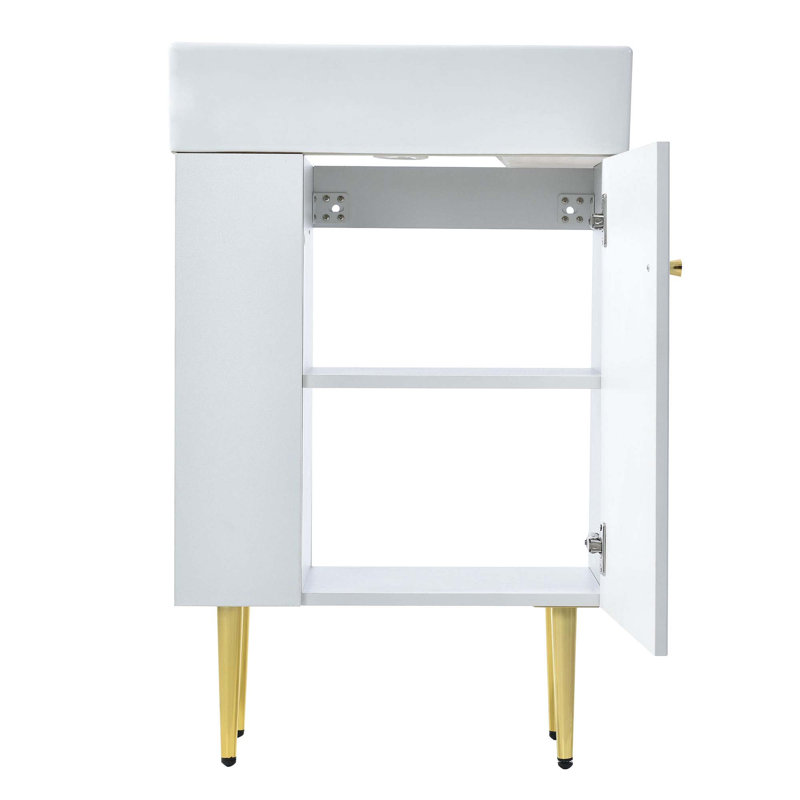 Meuble-lavabo de salle de bain avec lavabo simple en céramique