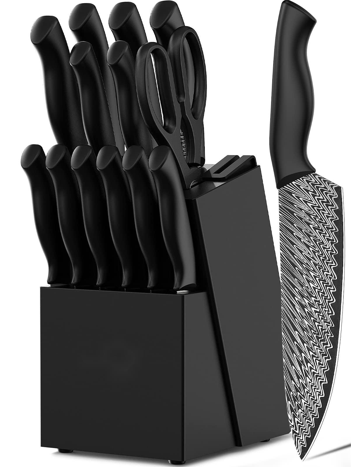 Sabatier 15-Piece Forged Stainless Steel Knife Block Set, High-Carbon  Stainless Steel Kitchen Knives, Razor-Sharp Knife set with Acacia Wood  Block