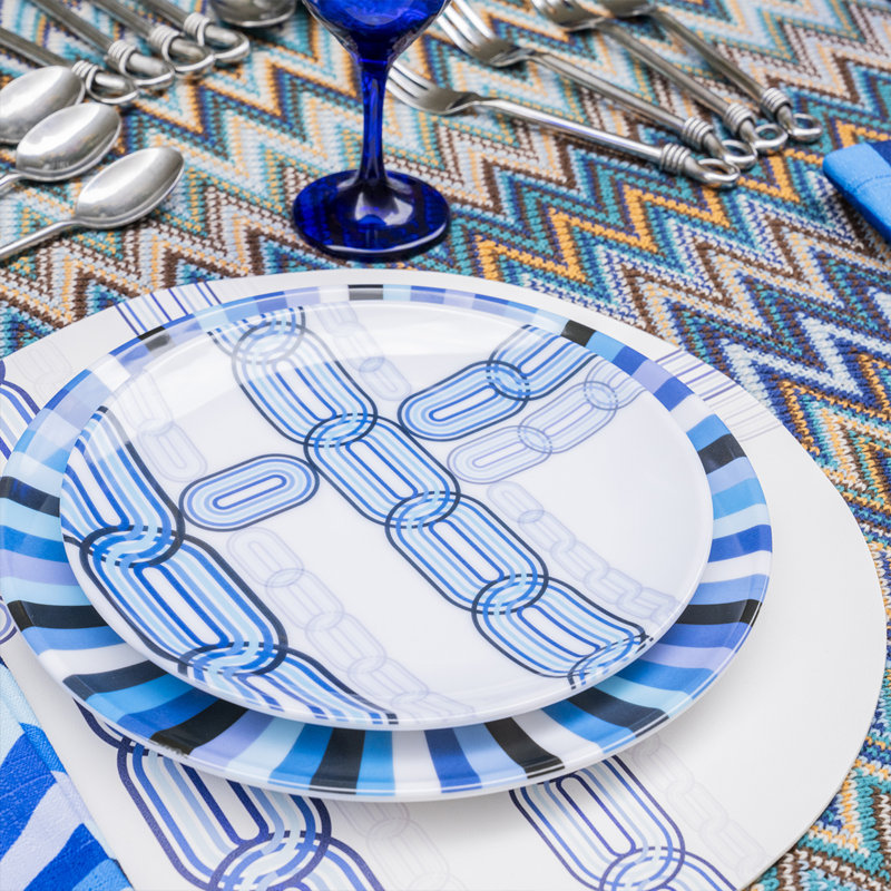 Blue Link & Starburst Dinner Plate