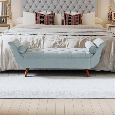65" Modern Upholstered Bed End Bench Velvet Window Bench With Storage For Bedroom, Living Room, And Lounge