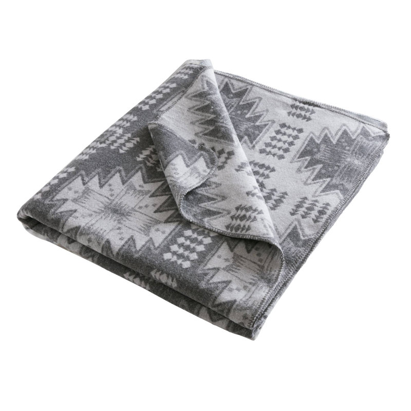 Couverture en coton aztèque moderne gris, double / grand, confort toutes saisons